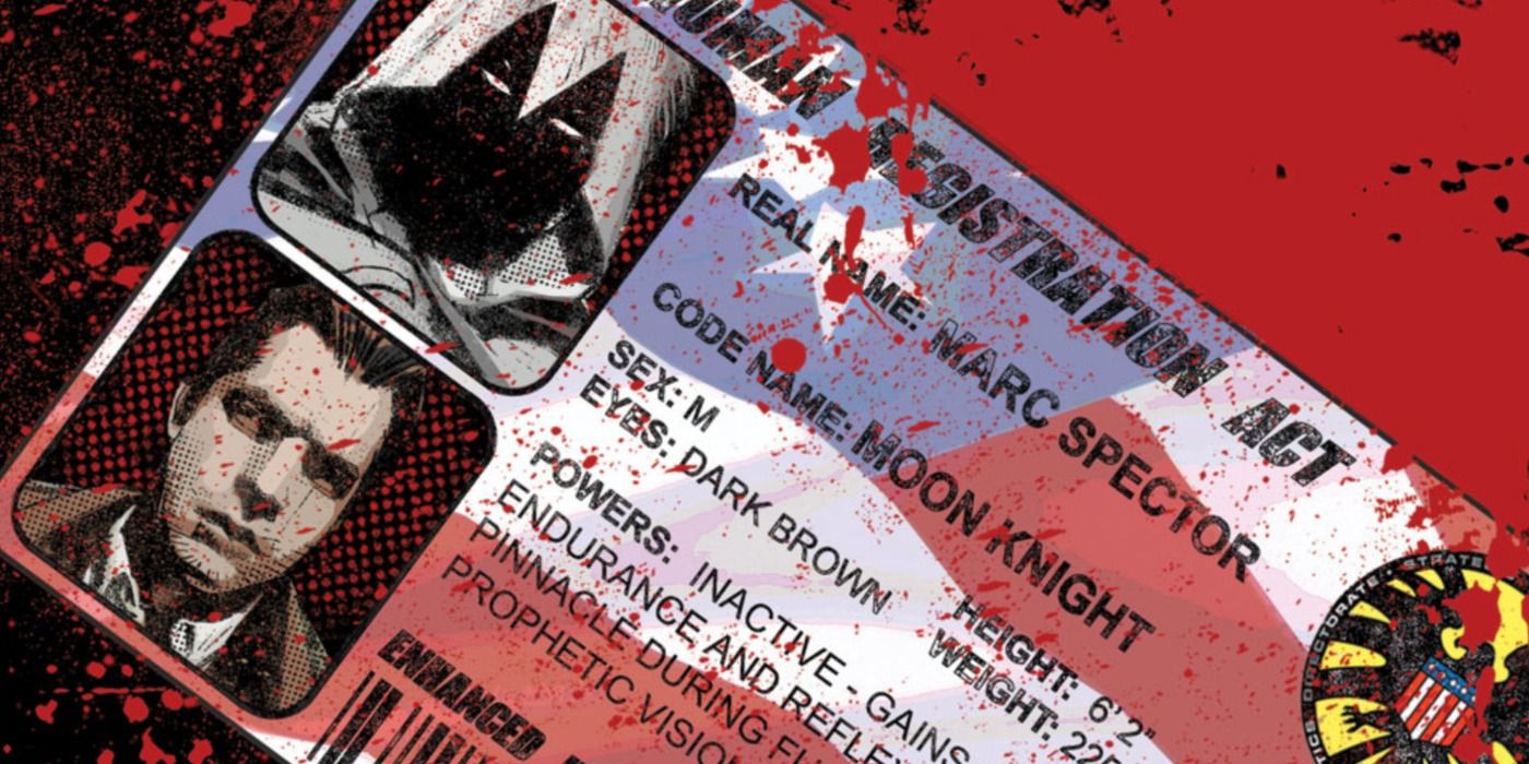 Moon Knights superhuman registration card from Marvel Comics.