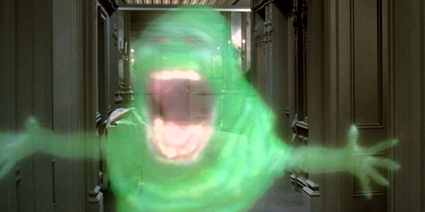 Slimer attacking Venkman in Ghostbusters 1984