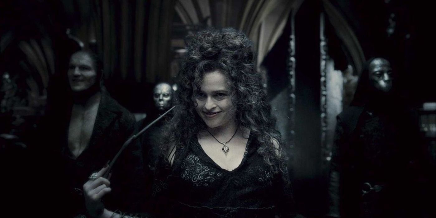 Bellatrix holding up her wand