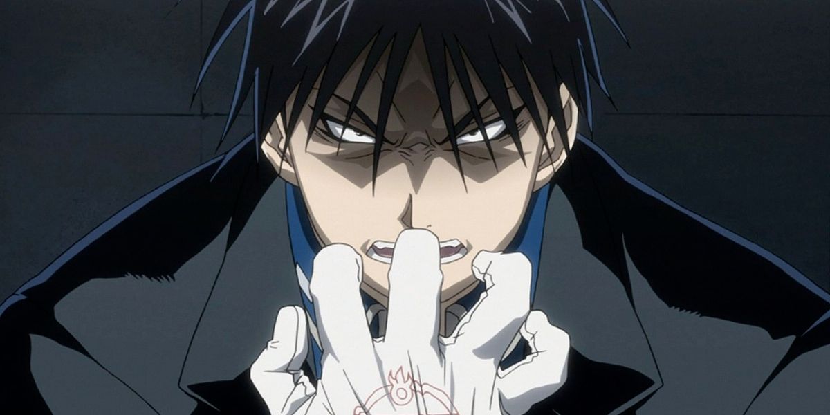 Roy Mustang clutches his glove furiously on fullmetal alchemist