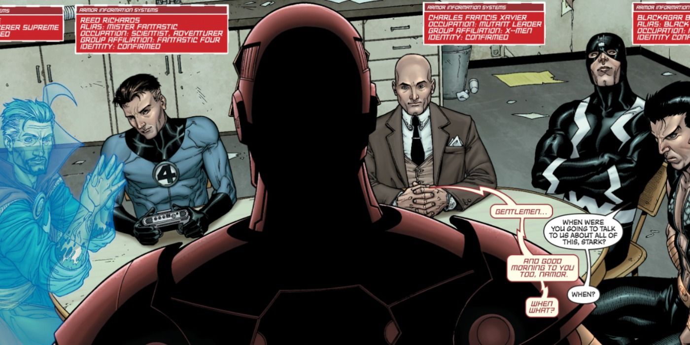The Illuminati meet for the first time in Marvel Comics.