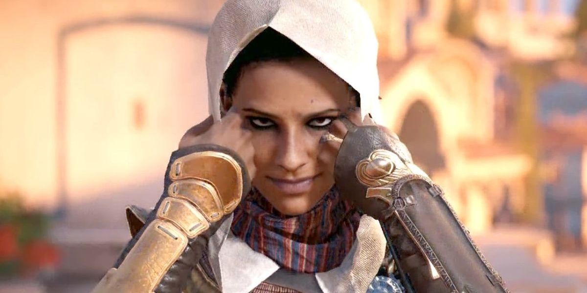 Amunet puts on a hood in Assassins Creed Origins Cropped