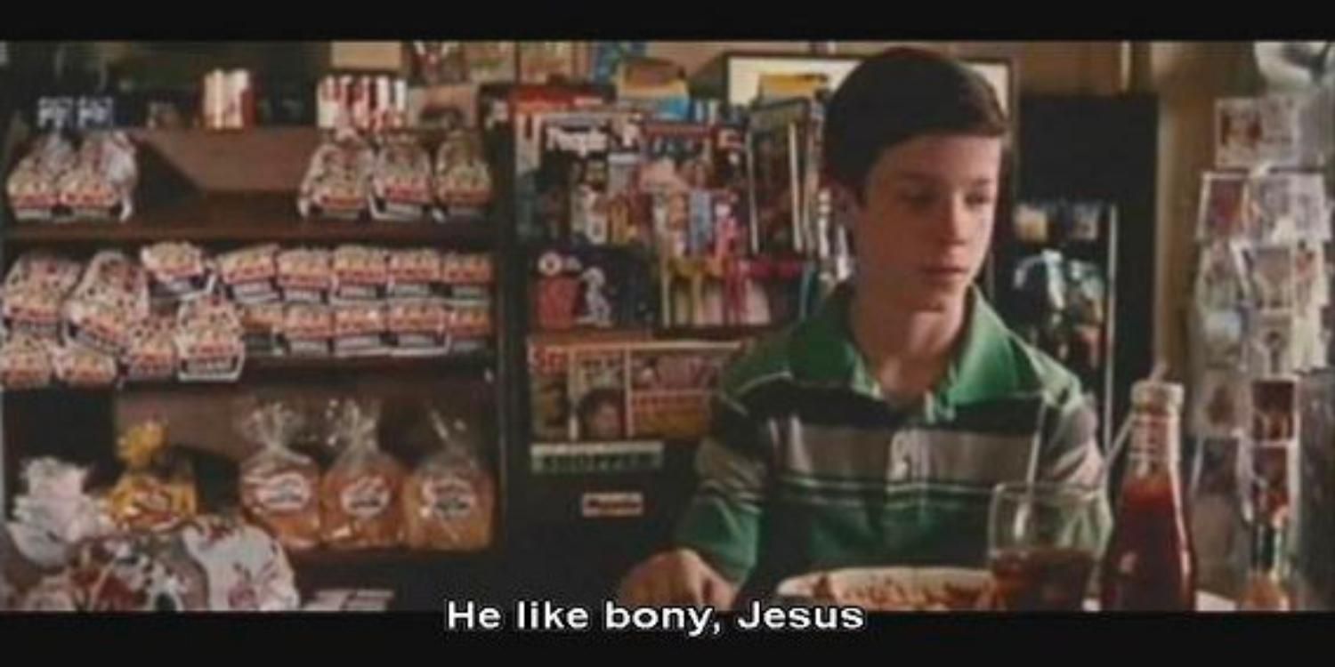 An image from The Departed labelled He like bony Jesus