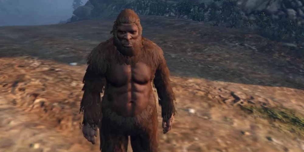 An image of Bigfoot standing in the desert in GTA games