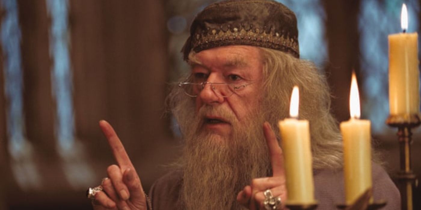 Dumbledore in the Great Hall in Prisoner of Azkaban