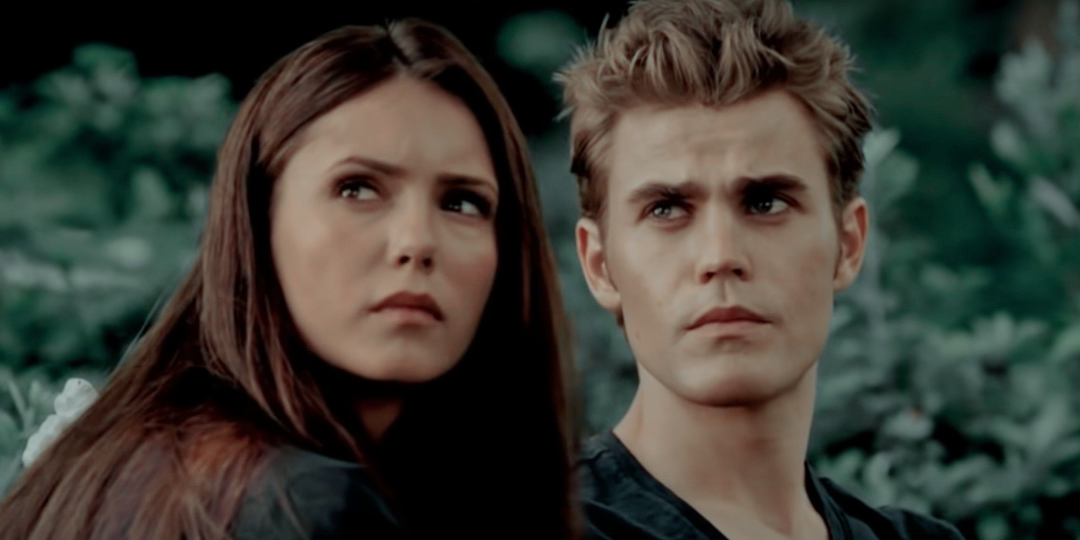 Elena and Stefan look up annoyed in The Vampire Diaries