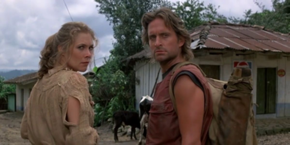 Jack T Colton and Joan Wilder in Romancing the Stone