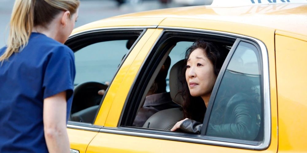 Meredith says goodbye to Cristina in a cab in Greys Anatomy Cropped 1