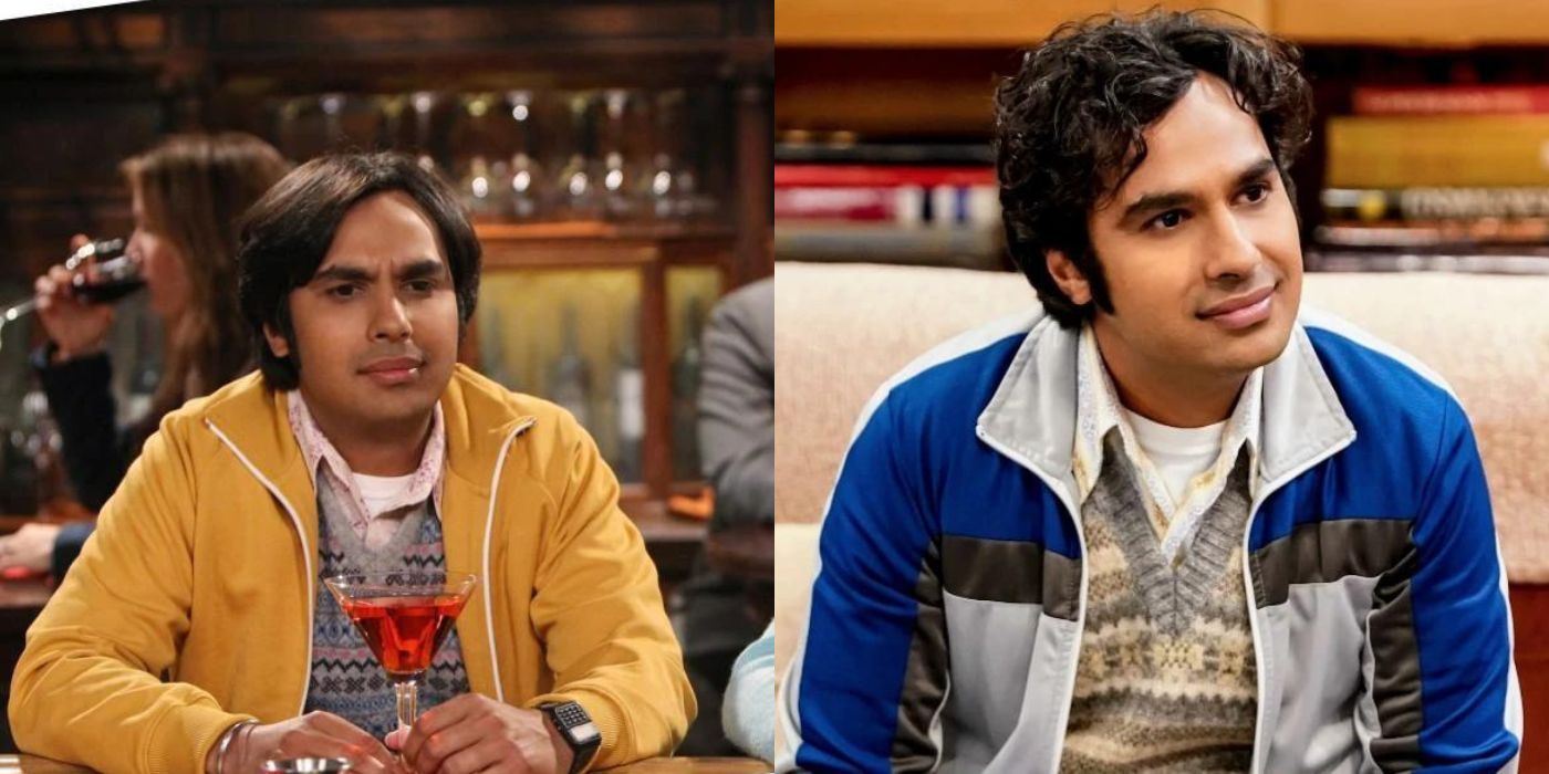 Split image of Rajs different hairstyles on TBBT