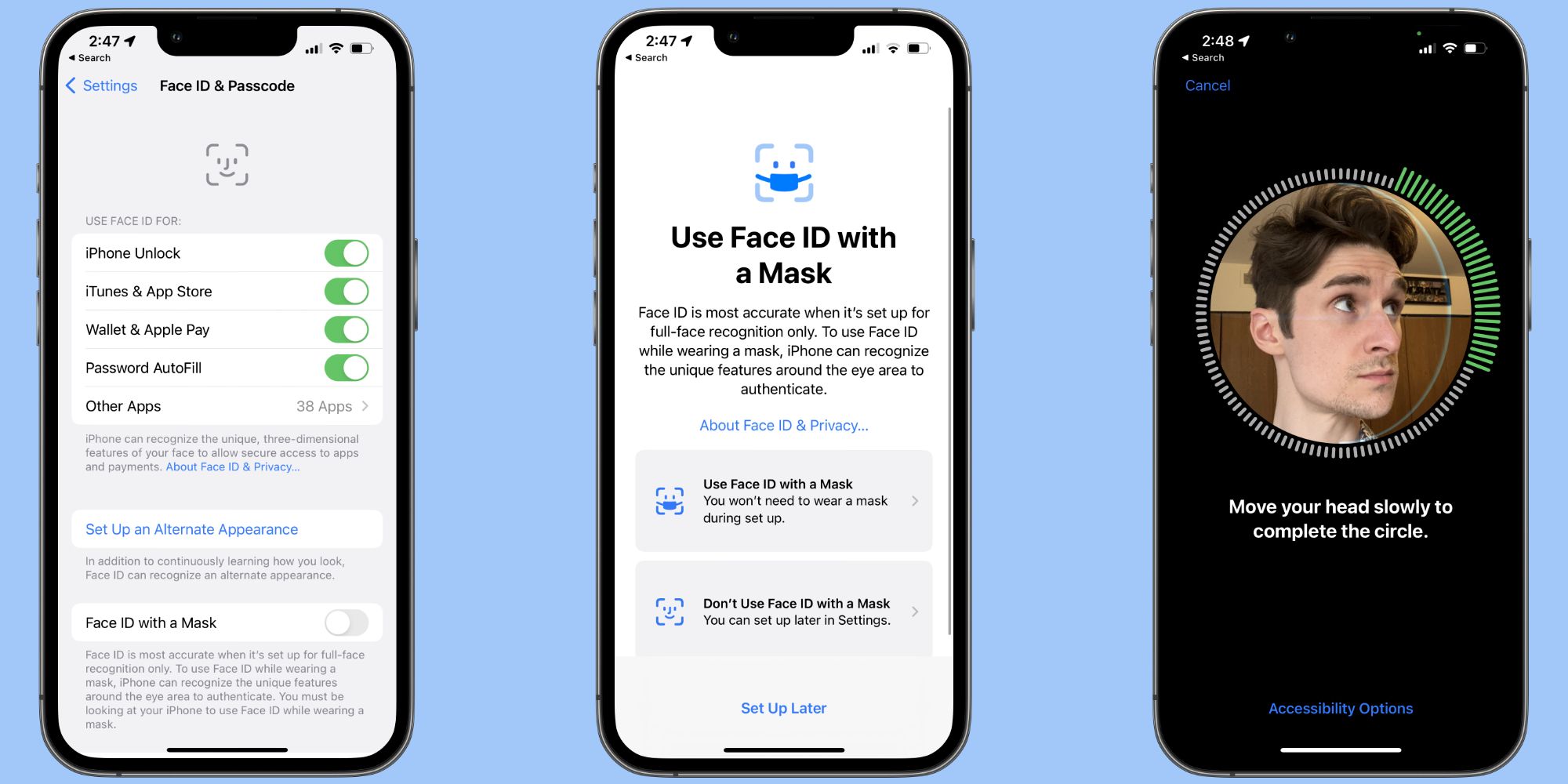 iphone face id face mask set up