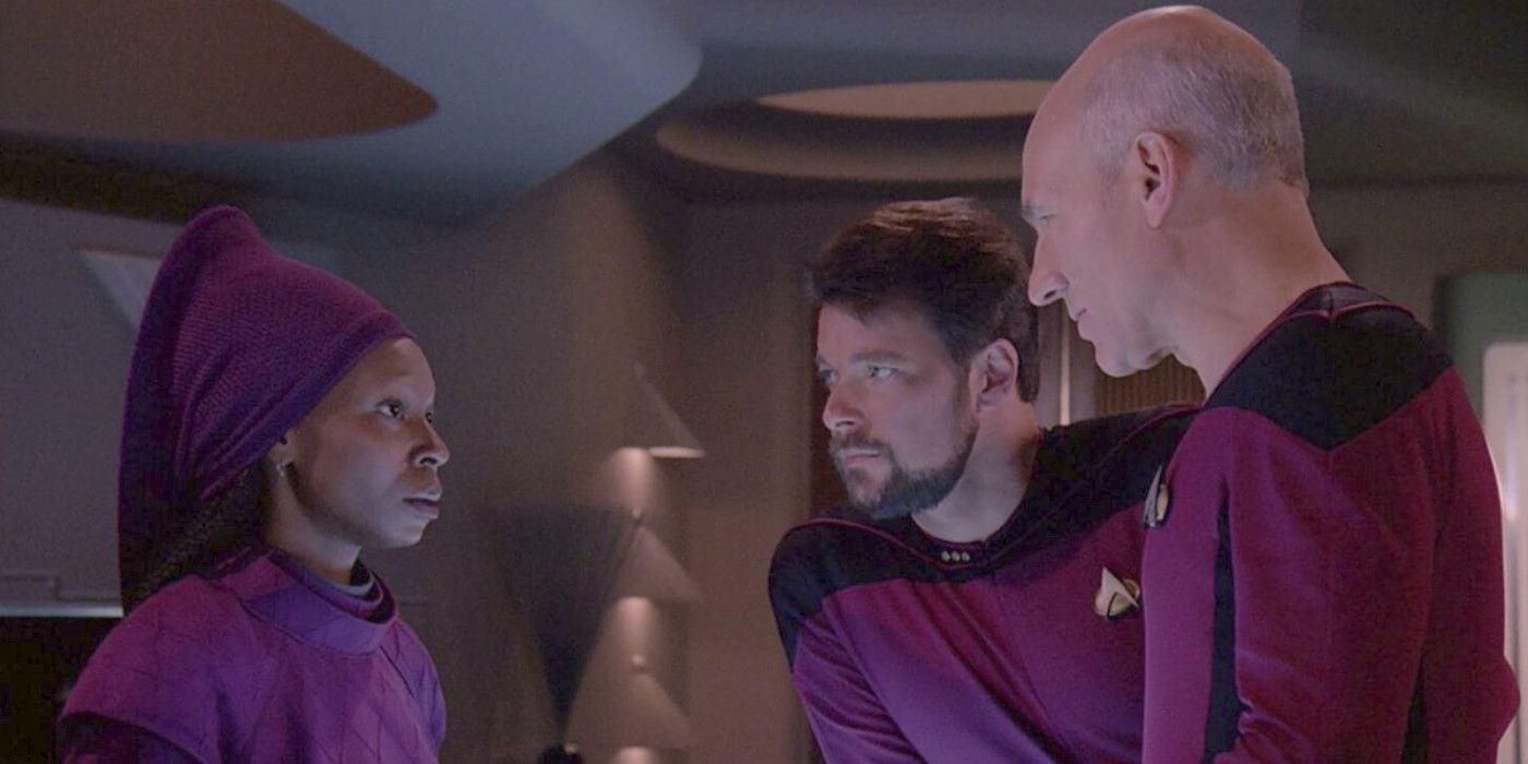 Guinan Picard and Riker