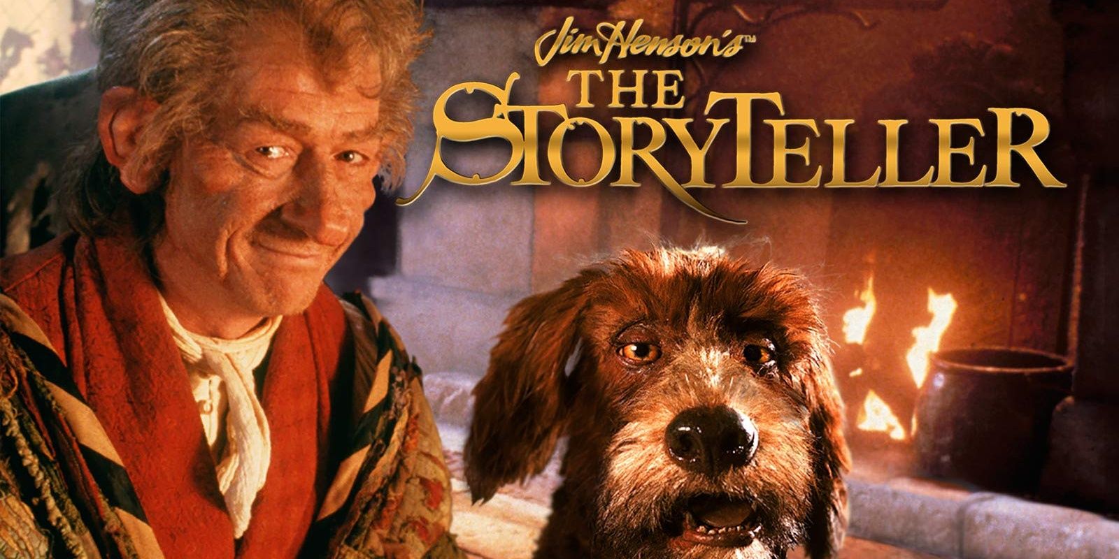 John Hurt smiling while sitting with a dog in The Storyteller Cropped