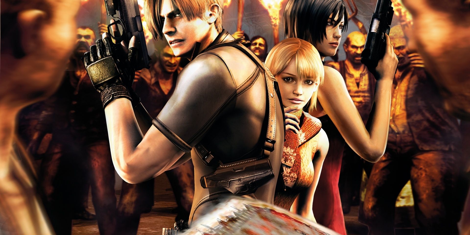Leon Ashely and Ada fighting zombies in Resident Evil 4 Cropped