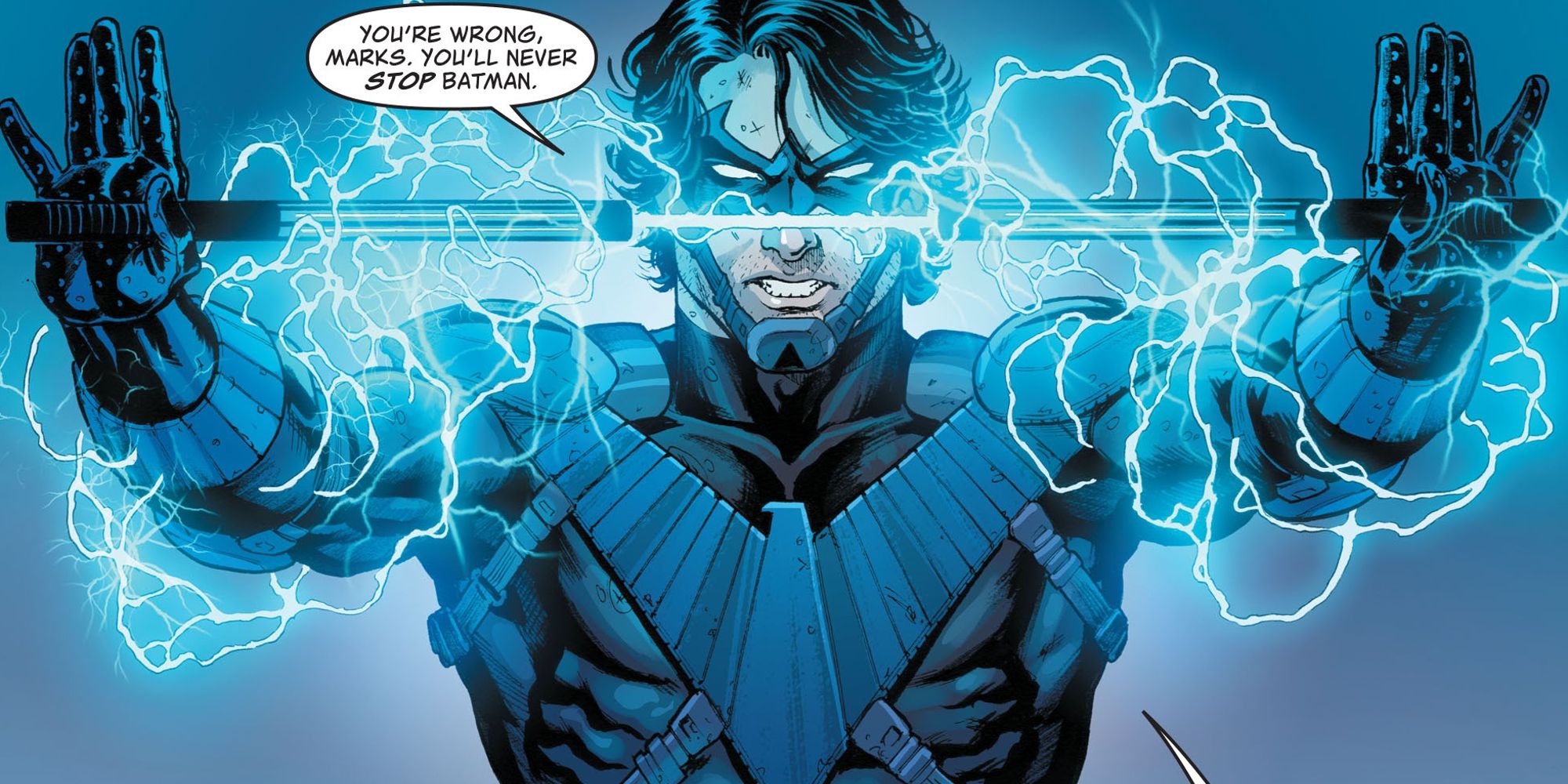 Nightwing charging his escrimas in Future State Nightwing 2