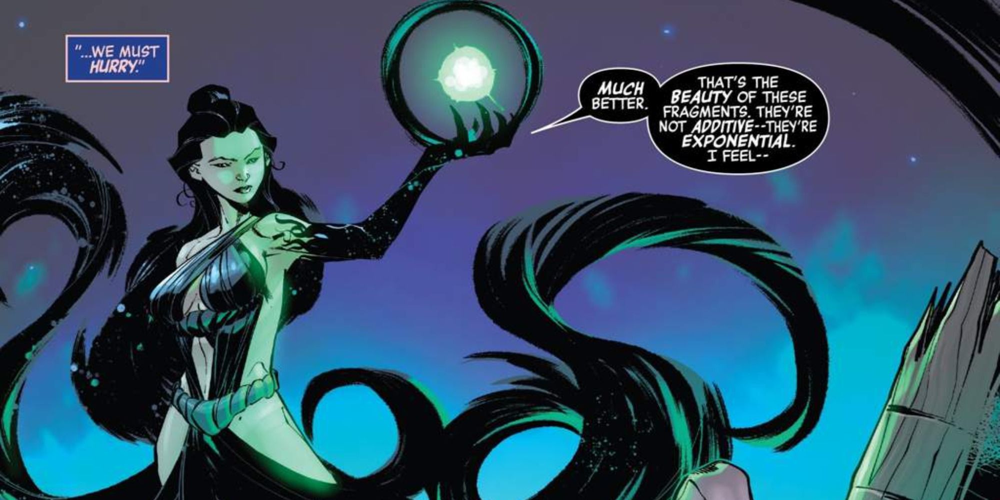 Nyx uses her powers in Marvel Comics.
