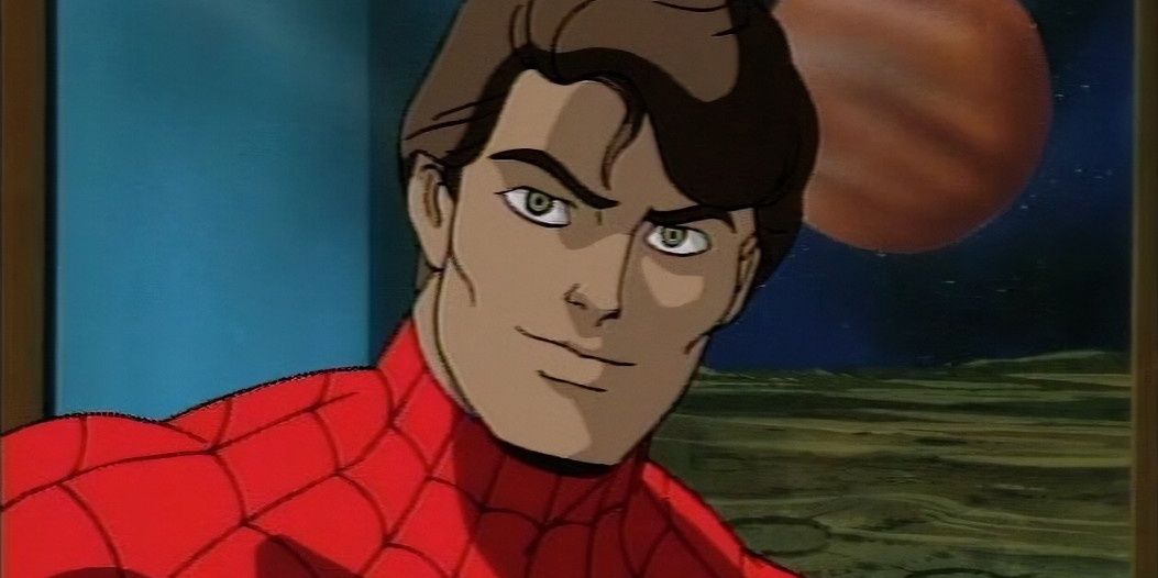 Peter Parker unmasked and smiling in Spider Man The Animated Series Cropped