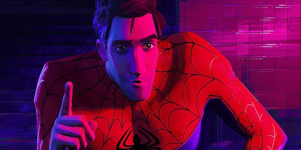Peter Parker unmasked and talking in Spider Man Into the Spider VErse Cropped 1