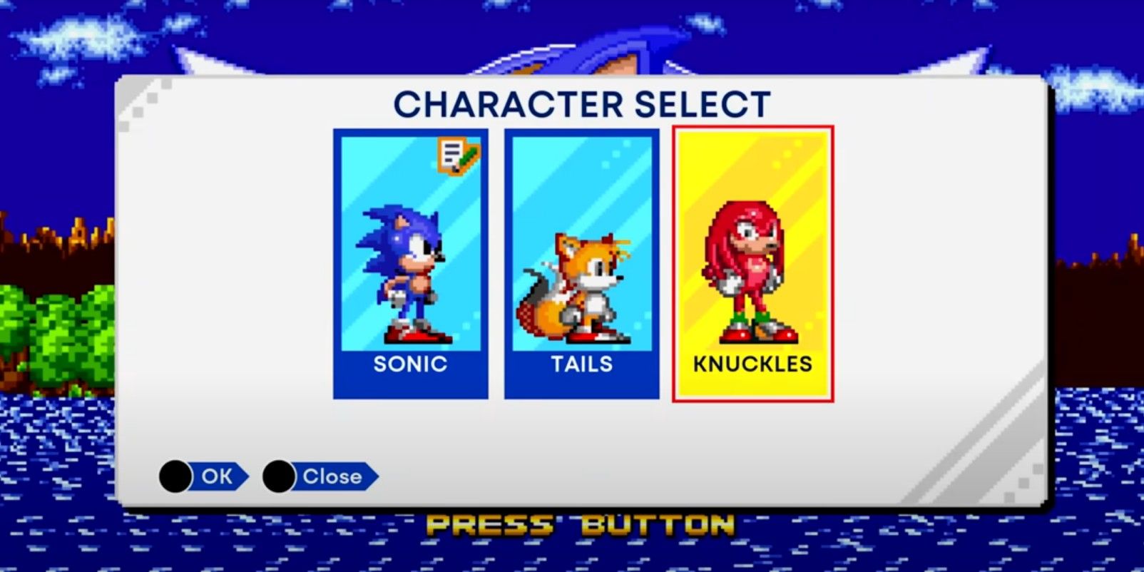 Player able to choose character in Remastered Sonic Origins