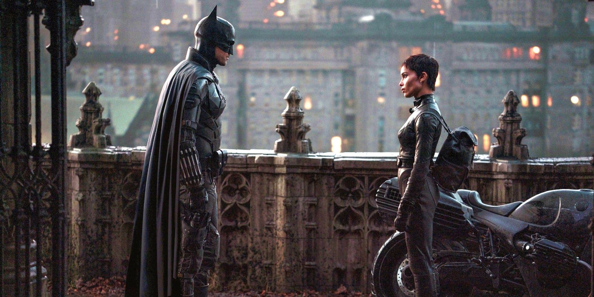 Robert Pattinson and Zoe Kravitz as Batman and Catwoman in The Batman