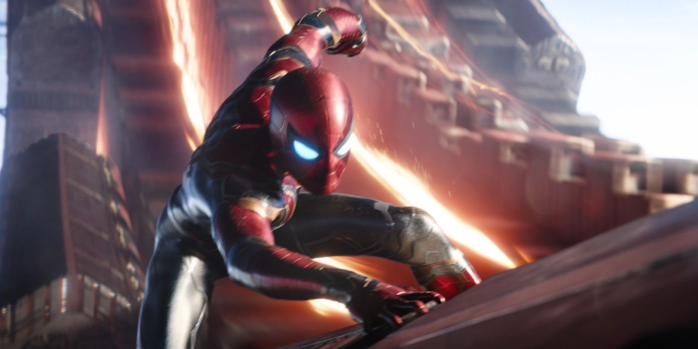 Spider Man wearing the Iron Spider suit in Infinity War