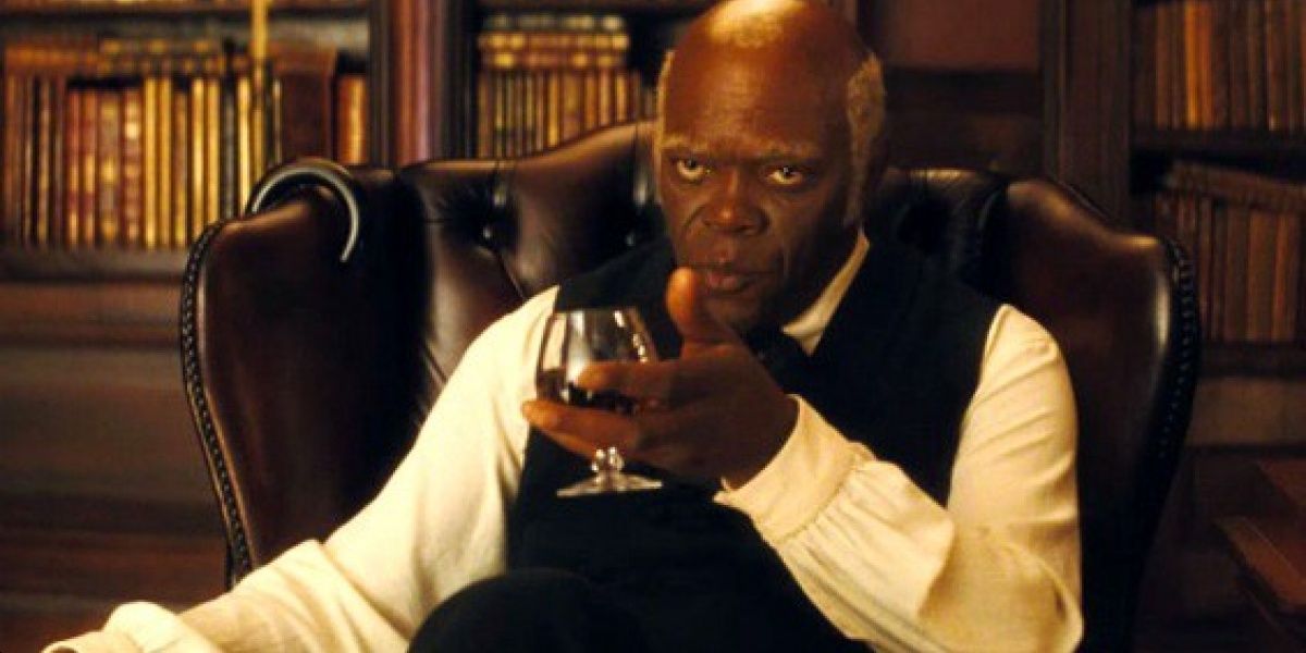 Stephen drinking wine in Django Unchained Cropped