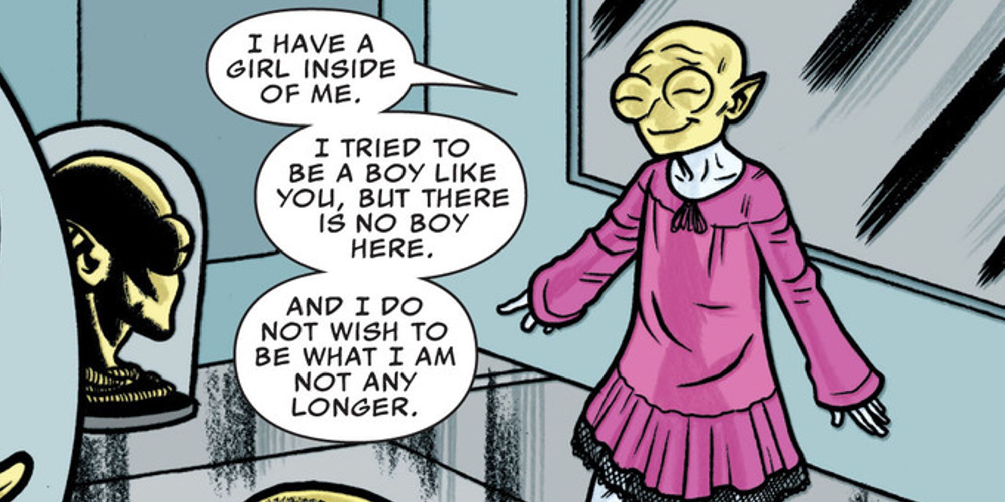 Tong coming out as a girl to her brothers in Marvel comics