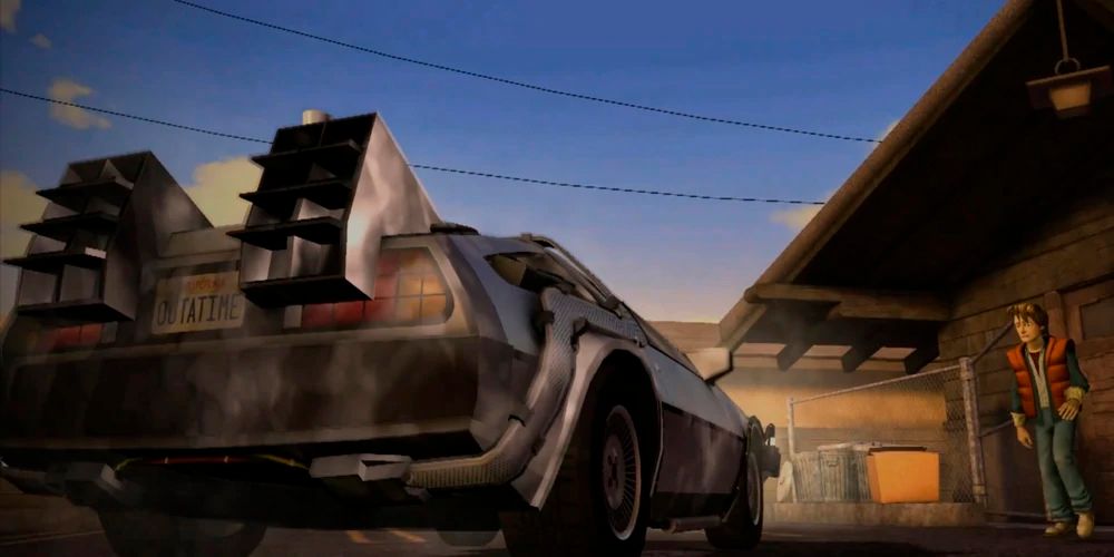marty and the delorean in back to the future the game
