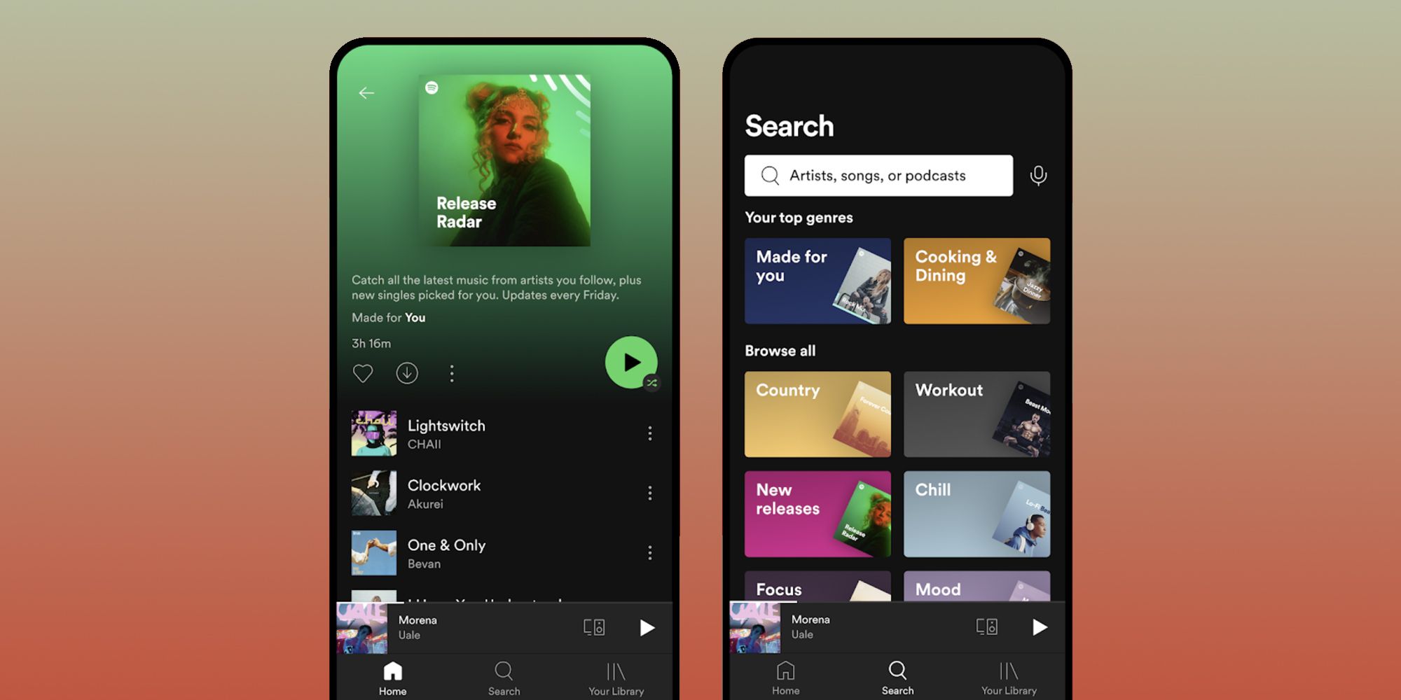 spotify phones release radar and search