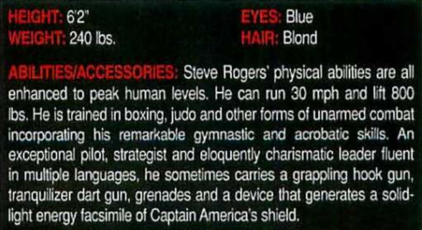 Captain America Steve Rogers Facts Marvel Comics