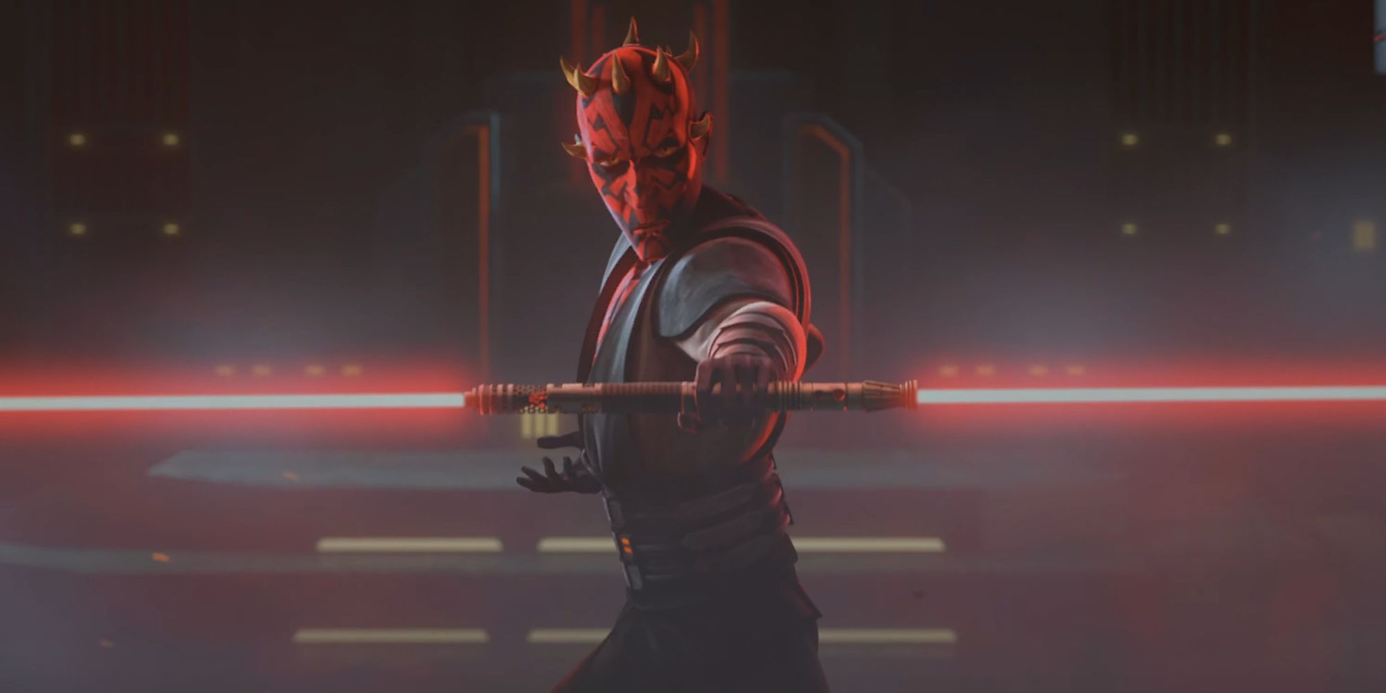 Darth Maul getting into fighting stance in Star Wars The Clone Wars