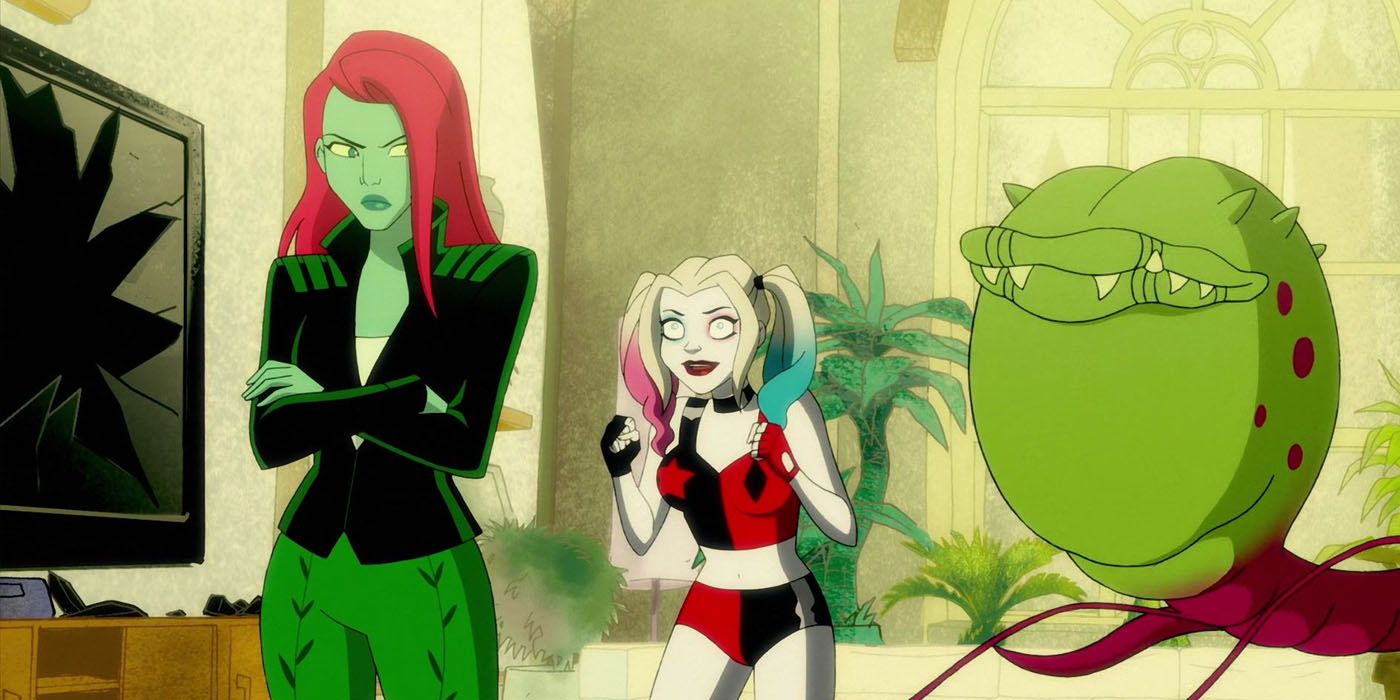 Harley and Frank encouraging Poison Ivy from the Harley Quinn animated series