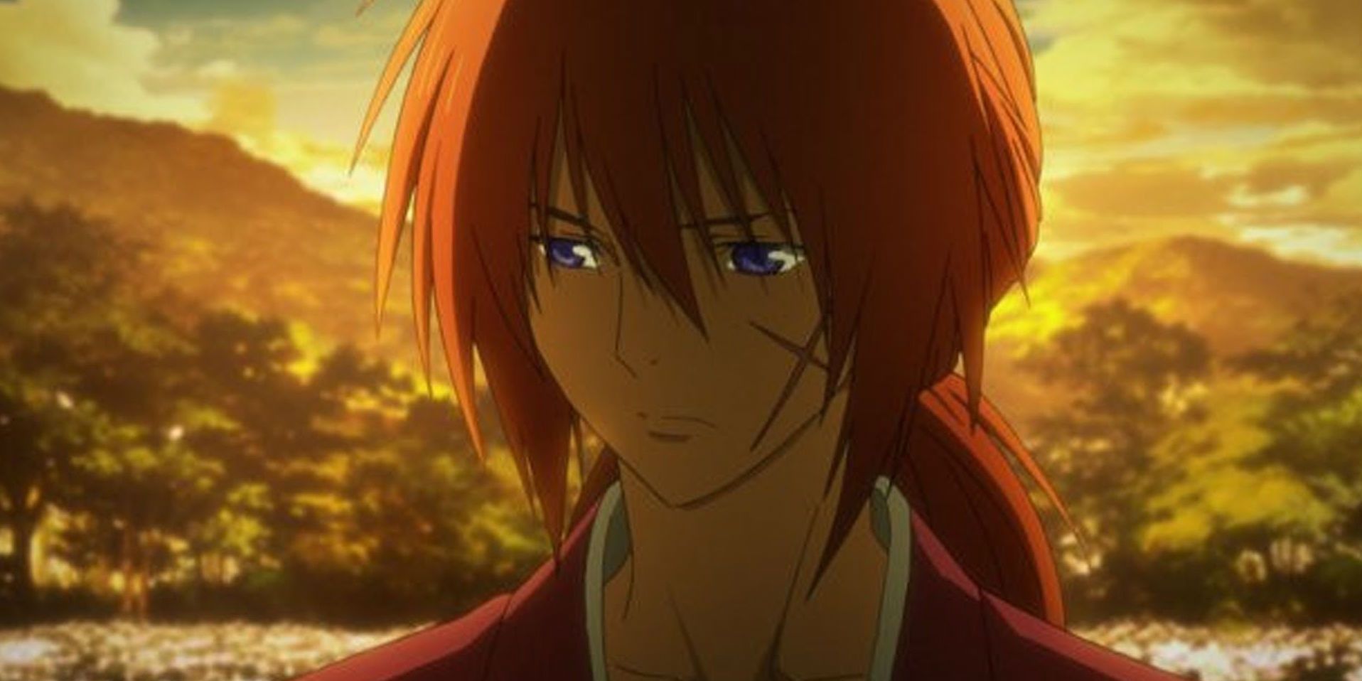 Himura Kenshin looking concerned in Rurouni Kenshin