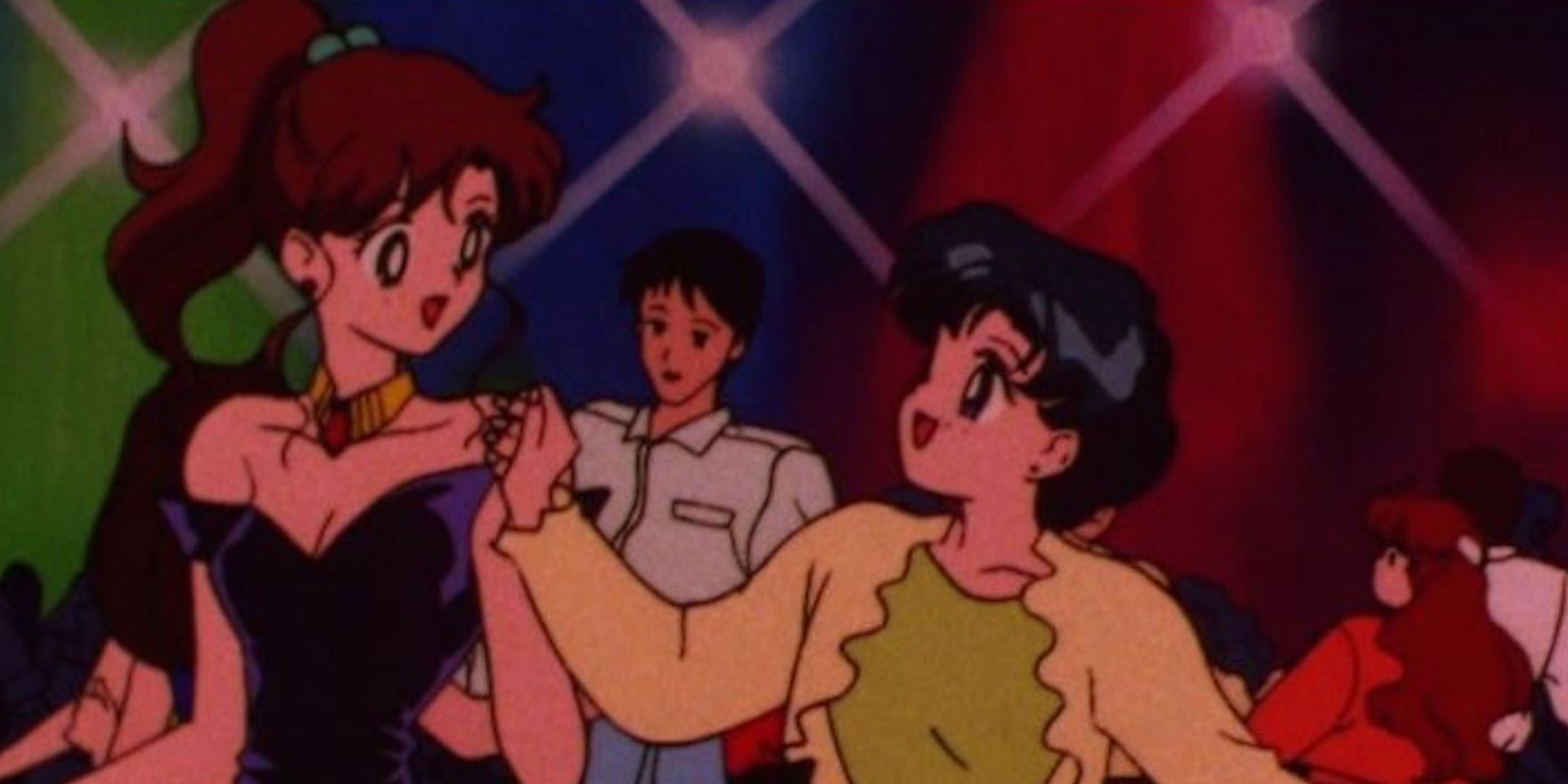Makoto and Ami dancing in 90s Sailor Moon anime
