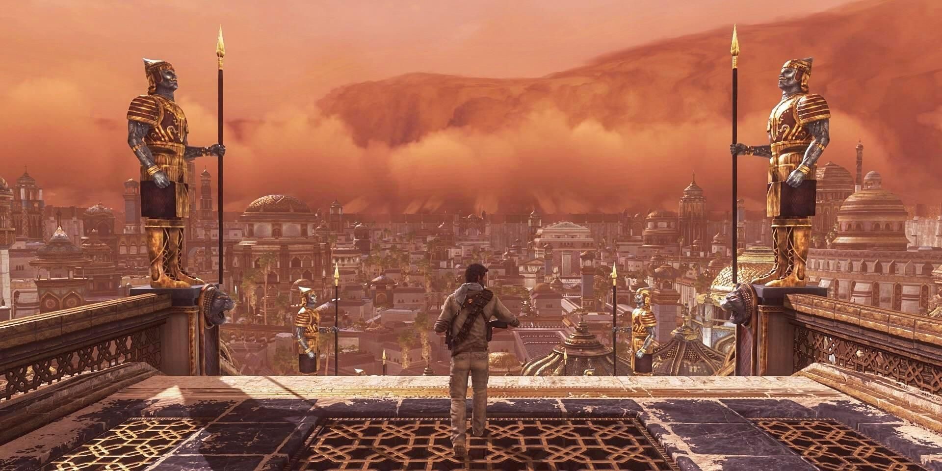 Nate enters the Atlantis Of The Sands in Uncharted 3 Drakes Deception Cropped