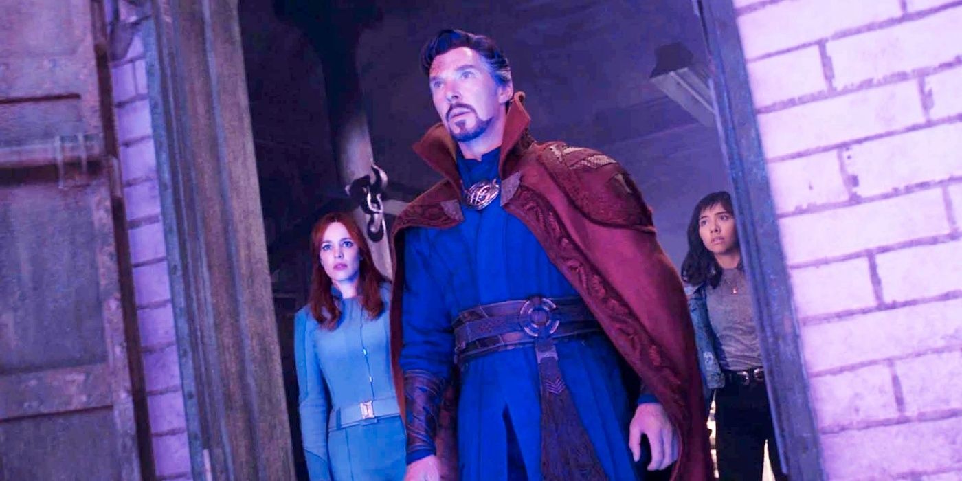 Rachel McAdams as Christine Palmer Benedict Cumberbatch as Doctor Strange and Xochitl Gomez as America Chavez in the final trailer for Doctor Strange in the Multiverse of Madness