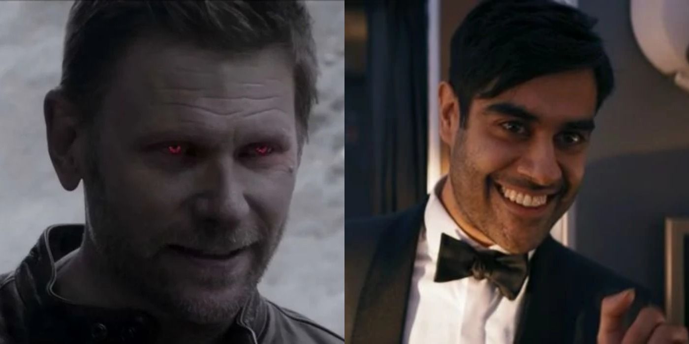 Split images of Lucifer in Supernatural and The Master in Doctor Who