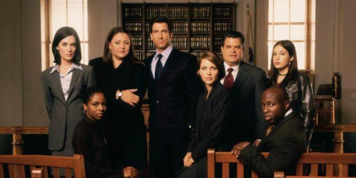 The cast of The Practice togetherin the courtroom