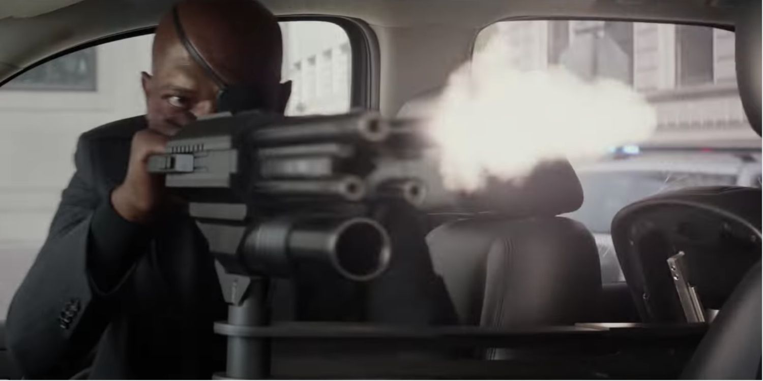 Nick Fury in car chase