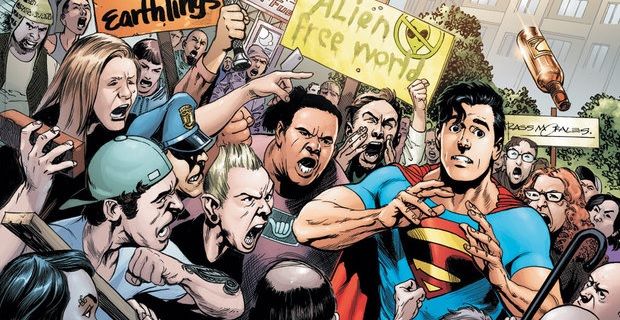 Batman V Superman' Set Photos Reveal Anti-Superman Protests